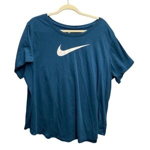 Nike Dri Fit Tee Women's 3X Blue Short Sleeve Crew Neck Athletic Top